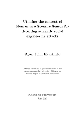 Utilising the Concept of Human-As-A-Security-Sensor for Detecting Semantic Social Engineering Attacks
