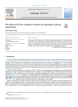 The Place of Ad Hoc Categories Within the Typology of Plural Expressions