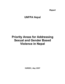 Priority Areas for Addressing Sexual and Gender Based Violence in Nepal