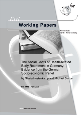 The Social Costs of Health-Related Early Retirement in Germany: Evidence from the German Socio-Economic Panel by Gisela Hostenkamp and Michael Stolpe