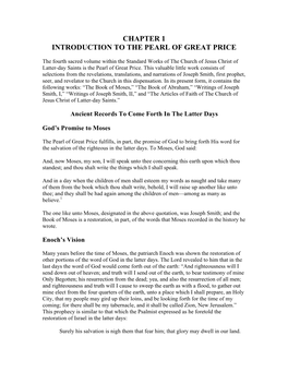 Chapter 1 Introduction to the Pearl of Great Price