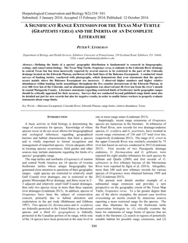 A Significant Range Extension for the Texas Map Turtle (Graptemys Versa) and the Inertia of an Incomplete Literature