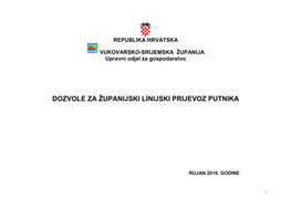 Dozvole Za Županijski Linijski Prijevoz Putnika