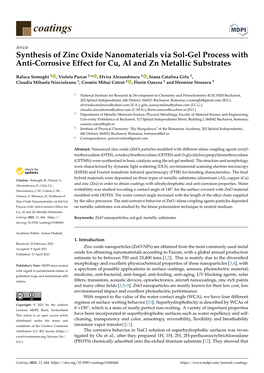 Synthesis of Zinc Oxide Nanomaterials Via Sol-Gel Process with Anti-Corrosive Effect for Cu, Al and Zn Metallic Substrates