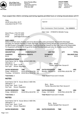 Charges & Payments Reservations Notes Notes