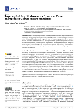 Targeting the Ubiquitin-Proteasome System for Cancer Therapeutics by Small-Molecule Inhibitors