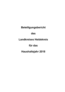 Beteiligungsbericht Des Landkreises Heidekreis Für Das Haushaltsjahr 2018