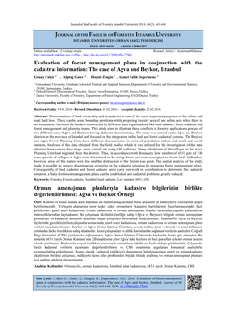 Evaluation of Forest Management Plans in Conjunction with the Cadastral Information: the Case of Agva and Beykoz, Istanbul