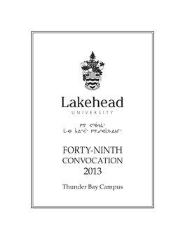2013 Thunder Bay Convocation Program