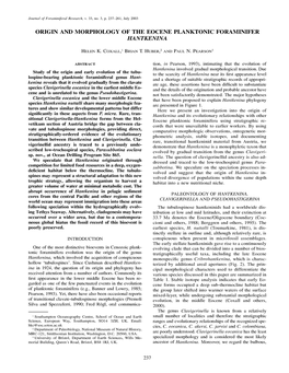 Origin and Morphology of the Eocene Planktonic Foraminifer Hantkenina