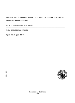 Profile of Sacramento River, Freeport to Verona, California, Flood of February 1986