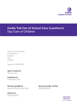 Girdle Toll out of School Care (Lawthorn) Day Care of Children