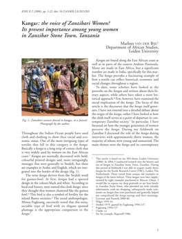 Kangas: the Voice of Zanzibari Women? Its Present Importance Among Young Women in Zanzibar Stone Town, Tanzania