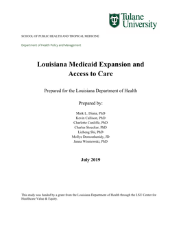 Louisiana Medicaid Expansion and Access to Care