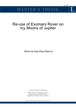 MASTER's THESIS Re-Use of Exomars Rover on Icy Moons of Jupiter