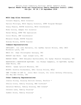 Marine Corps Community Services (MCCS) Hampton Roads Special Needs Forum and Installation Family Readiness Council (IFRC) 4Th Qtr