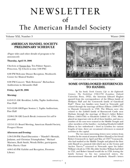 NEWSLETTER of the American Handel Society