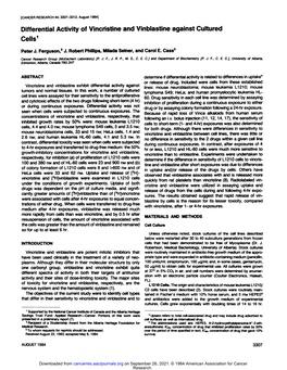 Differential Activity of Vincristine and Vinblastine Against Cultured Cells1 ;