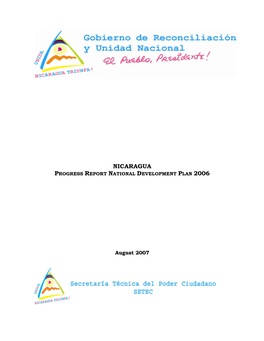 Nicaragua Progress Report National Development Plan 2006