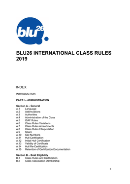 Blu26 International Class Rules 2019