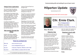 Cllr. Ernie Clark. Hilperton Update