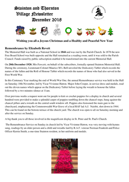 Stainton and Thornton Village Newsletter December 2018