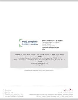 Redalyc.Identification of Isoquinoline Alkaloids from Berberis Microphylla