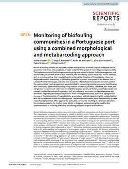 Monitoring of Biofouling Communities in a Portuguese Port Using a Combined Morphological and Metabarcoding Approach Joana Azevedo 1,2,3, Jorge T