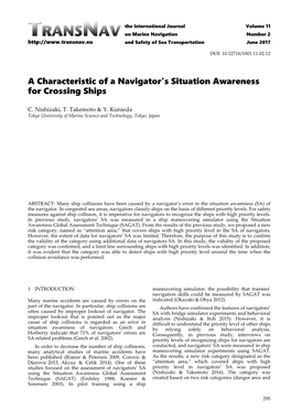 A Characteristic of a Navigator's Situation Awareness for Crossing Ships