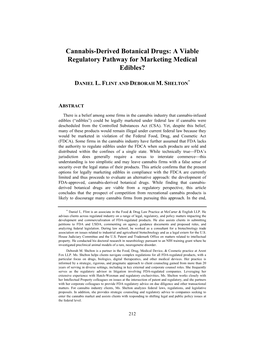 Cannabis-Derived Botanical Drugs: a Viable Regulatory Pathway for Marketing Medical Edibles?