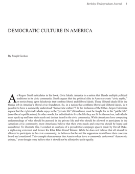 Democratic Culture in America