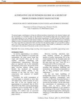 Alternative Use of Deinking Sludge As a Source of Fibers in Fiber-Cement Manufacture