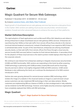 Magic Quadrant for Secure Web Gateways