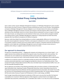 Global Proxy Voting Guidelines Are Written to Apply Globally, Differences in Local Practice and Law Make Universal Application Impractical