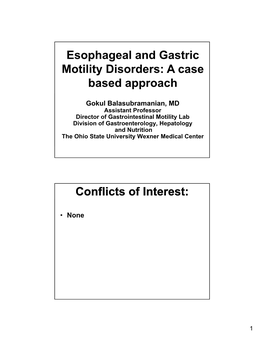 Esophageal and Gastric Motility Disorders: a Case Based Approach