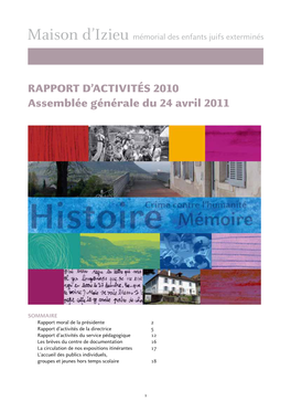 RAPPORT D'activités 2010 Assemblée