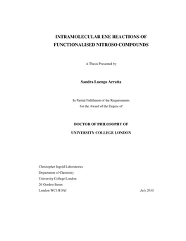 Intramolecular Ene Reactions of Functionalised Nitroso Compounds