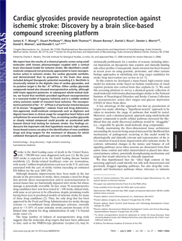 Cardiac Glycosides Provide Neuroprotection Against Ischemic Stroke: Discovery by a Brain Slice-Based Compound Screening Platform