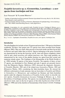 Nota Lepidopterologica, 17.02.2006, ISSN 0342-7536 ©Societas Europaea Lepidopterologica; Download Unter Und