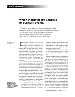 Which Industries Are Sensitive to Business Cycles?