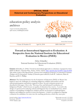 Toward an Intercultural Approach to Evaluation: a Perspective from the National Institute for Educational Evaluation in Mexico (INEE)