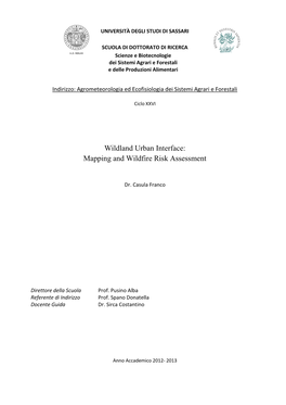 Wildland Urban Interface: Mapping and Wildfire Risk Assessment