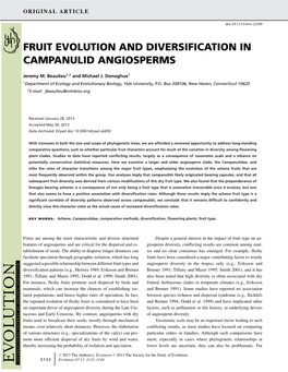 Fruit Evolution and Diversification in Campanulid Angiosperms