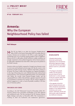 Armenia: Why the European Neighbourhood Policy Has Failed