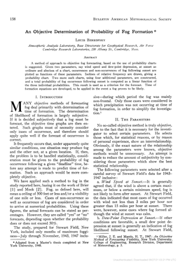 An Objective Determination of Probability of Fog Formation *