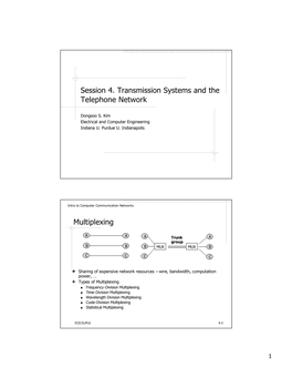 Session 4. Transmission Systems and the Telephone Network Multiplexing