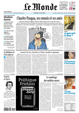 LE MONDE/PAGES&lt;UNE&gt;