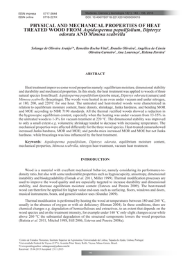 PHYSICAL and MECHANICAL PROPERTIES of HEAT TREATED WOOD from Aspidosperma Populifolium, Dipteryx Odorata and Mimosa Scabrella