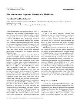 The Bat Fauna of Nopporo Forest Park, Hokkaido