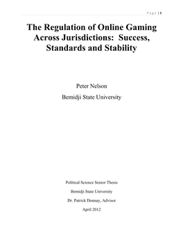 The Regulation of Online Gaming Across Jurisdictions: Success, Standards and Stability